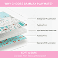 thumbnail image 5 of Bammax Extra Large 78" x 70" x 0.4" XPE Foam Baby Play Mat with Travel Bag | Waterproof, Foldable & Reversible Padded Playmat | Baby Crawling & Kids Play Mat – Giftable Design, Cars & Fire Engine, 5 of 9