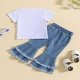 thumbnail image 3 of Cute Toddler Girl Summer Outfits  Floral Letter Tops + Flare Jeans, 3 of 9