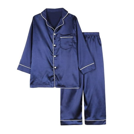 

Kids Silk Pjs Pajamas Set PJS Long Sleeve Button Down Sleepwear Loungewear Summer Toddler Sleepwear Underwear Set Toddlers Nightgowns