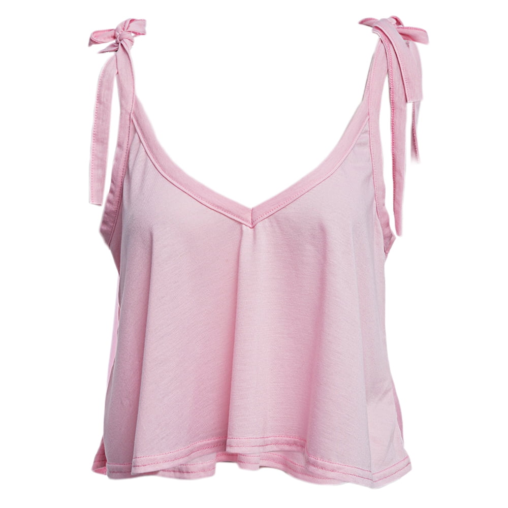 Cute Tank Tops For Women Preppy Style Lace Up Bowtie Loose Fit Ladies Tank Tops