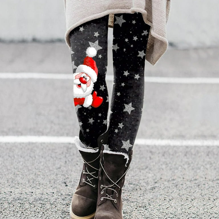 YUHAOTIN Flared Yoga Pants for Women Set Women Casual Cute Christmas  Cartoon Santa Print Inside Leggings Boots Pants Mini Flare Leggings for  Women