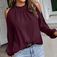 thumbnail image 7 of Women's T-Shirts Solid Color Loose Tops Casual Long Sleeve Fashion Blouse for Women, 7 of 7