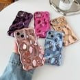 thumbnail image 2 of Water Ripple Wave Meteorite Bubble Pattern Chrome Plating Electroplated Candy Color Soft Compatible with iPhone Case (Eletro Red,iPhone 14 Pro), 2 of 12