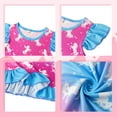 thumbnail image 5 of WIBACKER Toddler Girls Nightgowns 3-9 Years Flutter Short Sleeves Nightdress Little Kids Sleepwear Unicorn Pajamas, 5 of 8