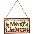 thumbnail image 1 of Cartel de pared Feliz Navidad Rojo Verde Decoración colgante de lino 25cm x 15cm x 0.5cm, 1 of 5