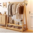 thumbnail image 2 of Perchero, Colgador de ropa con Zapatero, 2 Ganchos, Organizador de Almacenamiento de Ropa para Dormitorio, Lavadero, Entrada, Sala de Estar 118 * 48 * 144.5CM (Claro), 2 of 9