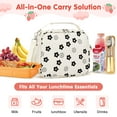 thumbnail image 3 of Inosoo Black & White Floral Corduroy Lunch Bag - Handheld or Shoulder Carry Insulated Lunch Box, 3 of 13