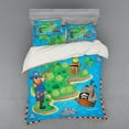 thumbnail image 2 of Ambesonne Cartoon Bedding Set 3 Pcs, Funny Pirate Ship Island, Twin, Multicolor, 2 of 3