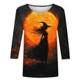 thumbnail image 4 of Jsaierl Halloween Shirts for Women Plus Size Pumpkin Ghost Graphic Tees Classic Crewneck T-shirt 3/4 Sleeve Dressy Casual Blouse Tops Halloween Gifts, 4 of 5