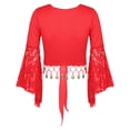 thumbnail image 6 of GJSYRH Womens 3/4 Sleeve Shrug Sheer Mesh Cardigans Tie Front Cropped Lightweight Bolero Shawl Top for Casual Going Out Red S, 6 of 6
