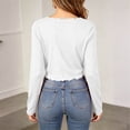 thumbnail image 5 of SROBPTY Womens Fall Top Solid V-Neck Long Sleeve Sport Ruffle Shirts, 5 of 5