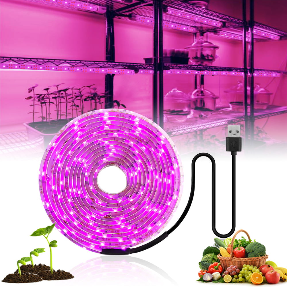 16.4FT 5M USB LED Grow Light Strip Full Spectrum Strip Indoor Plant Growing Lamp 