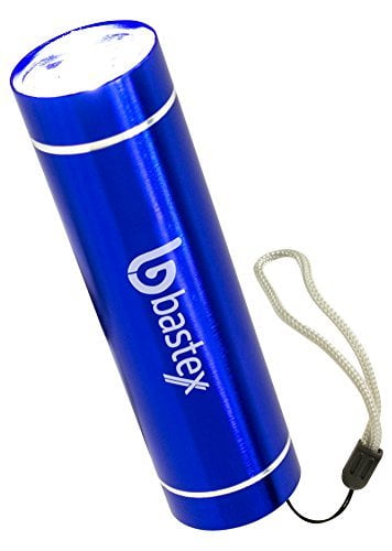 Bastex Super Bright Mini Pocket LED Aluminum Blue Flashlight with Lanyard Strap. Powerful Lightweight Push Button Easy Operation. Great for Hunting, Backpacking and Emergency Use