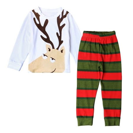 

NOKIO Children S Christmas Eve Pajama Sets Children S Striped Sleepwear Sets Toddler Kids Baby Boys Girls Pajamas Christmas Deer Sleepwear T-shirt Pants Outfits Boys Girls Holiday Sleepwear