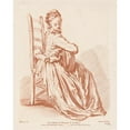 thumbnail image 2 of Gilles Demarteau the Elder 12x14 Black Ornate Wood Framed Double Matted Museum Art Print Titled: Woman Playing the Guitar (1764), 2 of 5