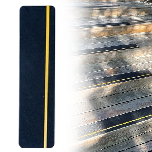 FXMLRLK 1 Pack Black Anti Slip Stair Tread with Reflective Strips,Best Grip Non Skid Tape,Anti-Skid Tape, High Traction Adhesive for Stairs Step