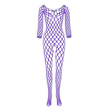 

Women Lingerie Fishnet Open Crotch Stockings Onesie Bodysuit Hollow Out Teddy Underwear Babydoll Bodysuit Sleepwear