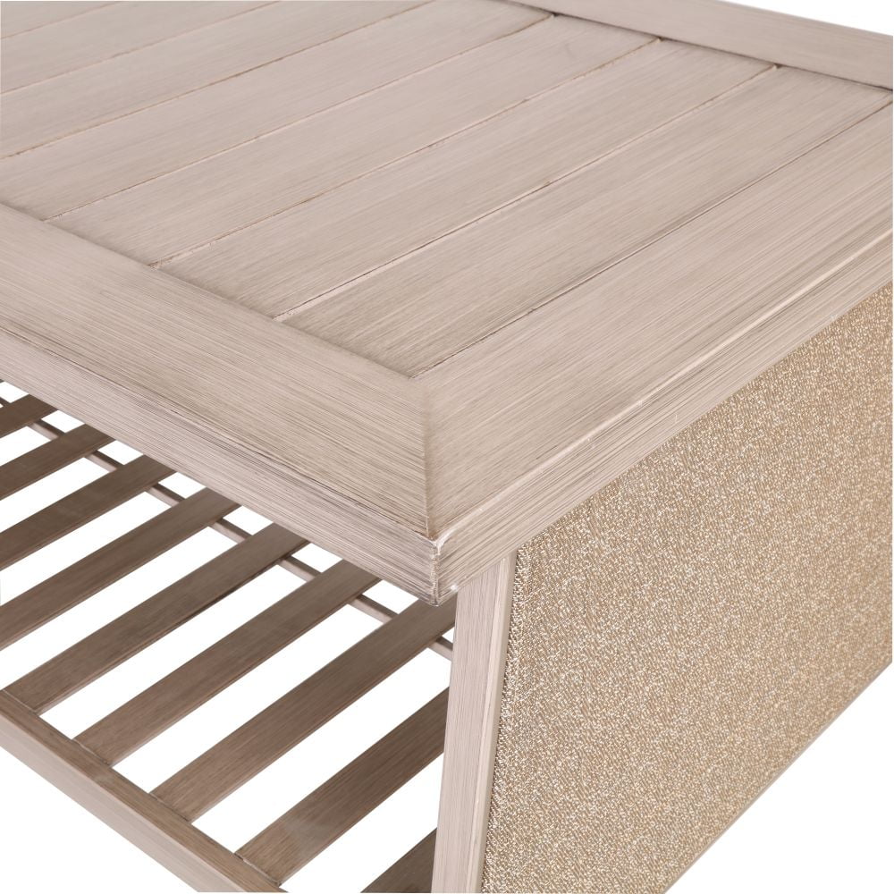 Kepooman 24" Outdoor Garden Patiosquare Wood Coffee Dining Table with Shelf, Rose Gold