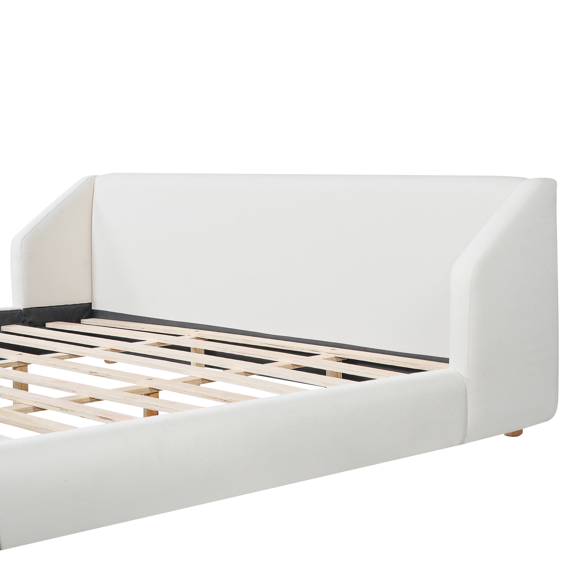 Christopher Knight Home Modern King Boucle Upholstered Platform Bed with Wingback Headboard, White