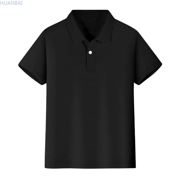 HUANBAI Kids Boys Girls Short Sleeve Shirt Button Closure Comfortable & Soft Fabric Solid color for Boys 5-6 Years
