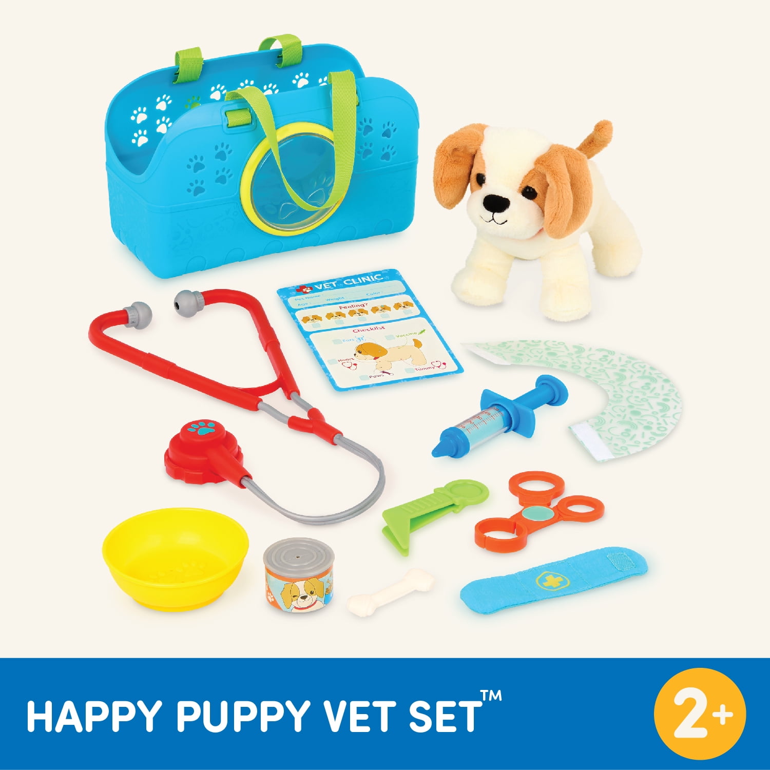 Battat Happy Puppy Vet Set with Plush Dog and 10 Plastic Accessories, Toddler and Preschool Toys  (图5)