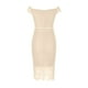 thumbnail image 5 of Puntoco Vestido De Manga Corta Con Cuello En V, Vestido De Falda De Cadera Hueca De Encaje Con Cuello En V De Manga Corta De Un Solo Hombro Para Mujer Beige L, 5 of 7