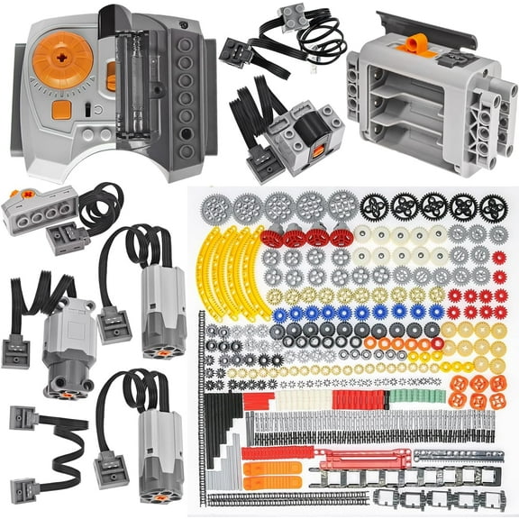 9-in-1 Motor Kit & 496Pcs Technic-Parts Compatible with Major Brand Power-Function Cars-and-Motors