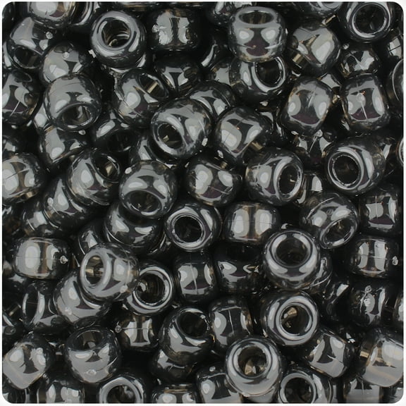 BeadTin Jet Transparent 9mm Barrel Pony Beads (500pc)