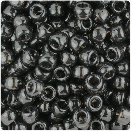 - BeadTin Jet Transparent 9mm Barrel Pony Beads (500pc)