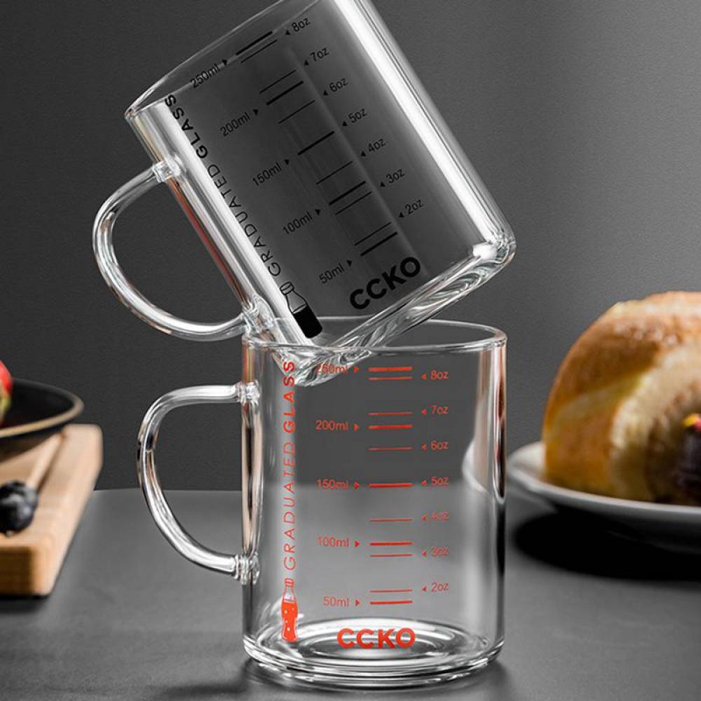 350ml Glass Measuring Cup Students Sippy Cup with Lid Milk Cup