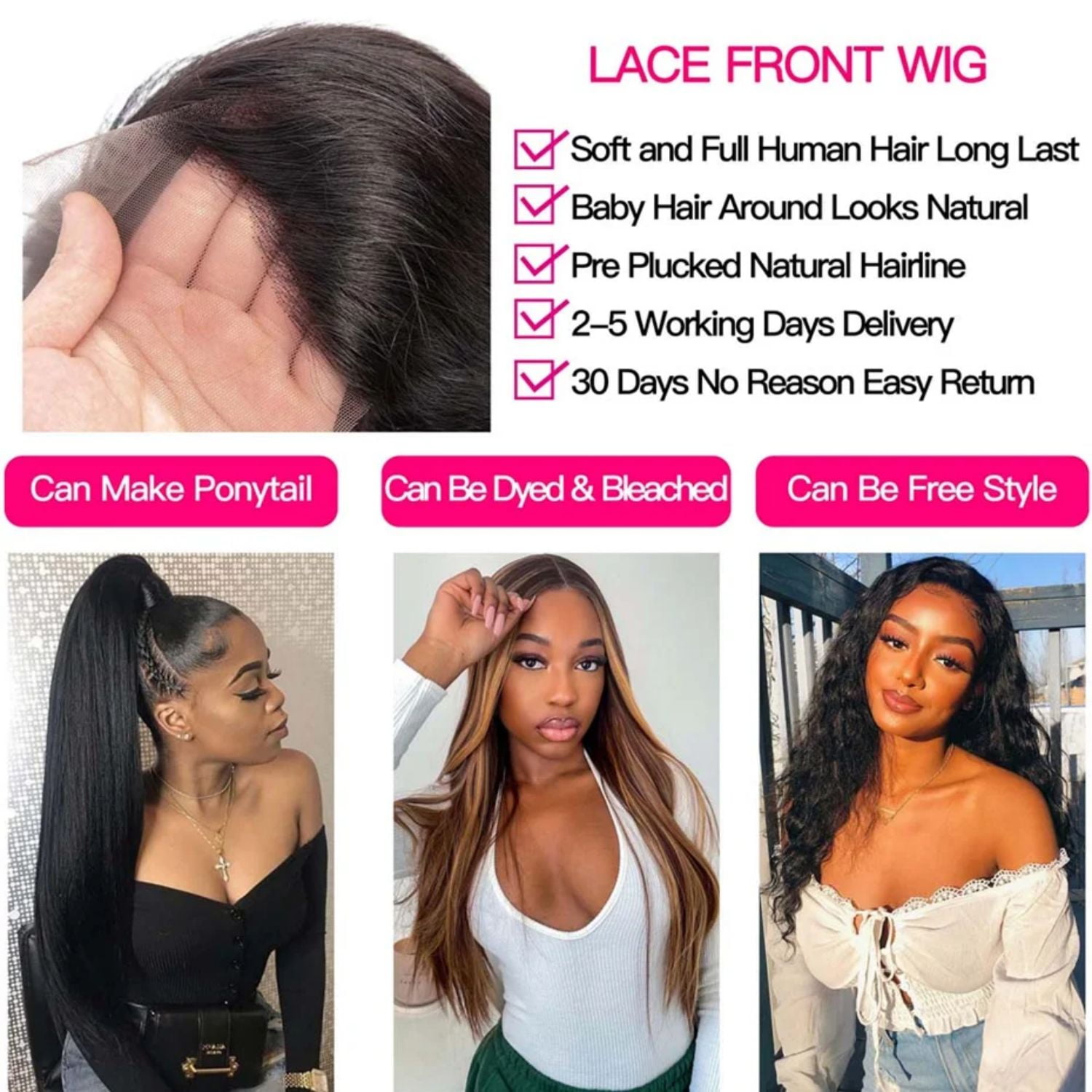 200% Density Lace Front Wig Human Hair Body Wave Transparent Brazilian Virgin Human Hair Wigs 13x6 Lace Front Wigs Human Hair Pre Plucked With Baby Hair For Women Natural Color