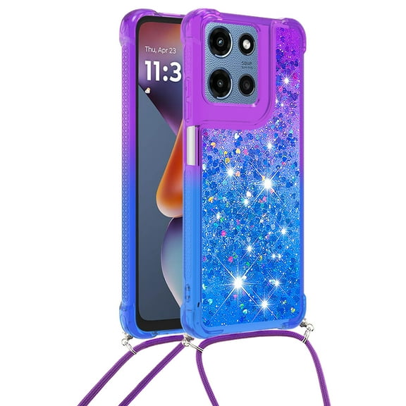 GY-MCKK for MOTO G 5G 2025 Case Girls Women Cute Glitter Soft TPU Phone Case with Strap Lanyard Shockproof Protective Cover-B4
