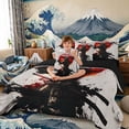thumbnail image 3 of Manfei Ink Samurai Bedding Comforter Set for Boys Men, Armor Sword Queen Bedding Sets, Black Red Gray, Black Reversible7 Pieces, 3 of 6