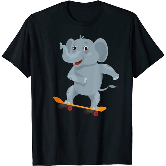 Cute Skateboarding Big Elephant Animal for Men Women Boys Girls T-Shirt Men