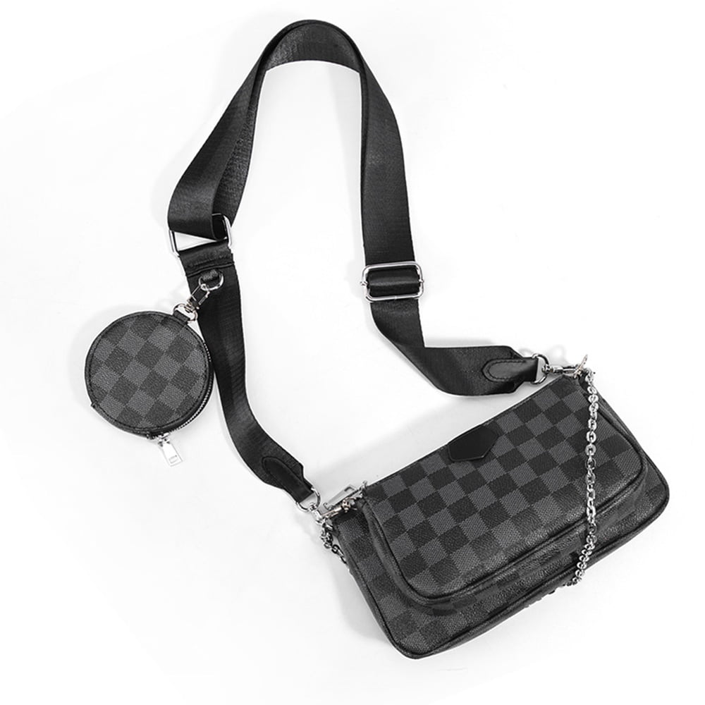 Sexy Dance Womens Checkered Tote Shoulder Bag,PU Vegan Leather Crossbody  Bags,Fashion Satchel Bags,Big Capacity Handbag With Coin Purse including 3  Size Bag 6 in 1 Set,Black Print 