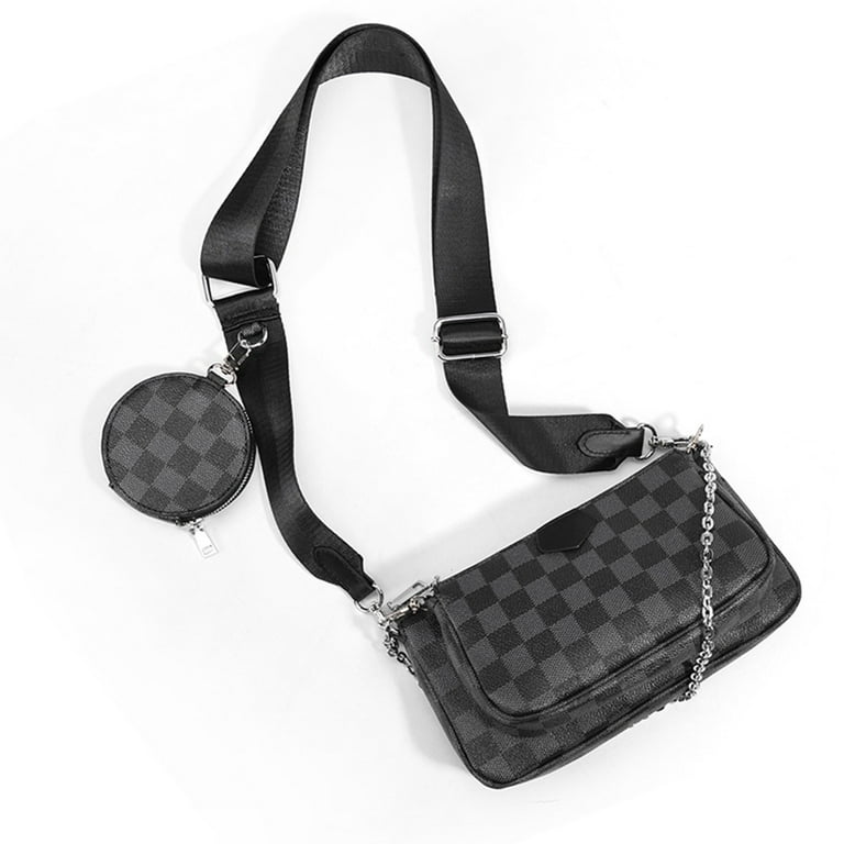 Sexy Dance Womens Checkered Tote Shoulder Bag,PU Vegan Leather Crossbody  Bags,Fashion Satchel Bags,Big Capacity Handbag With Coin Purse including 3  Size Bag 6 in 1 Set,Brown Checkered 