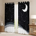 thumbnail image 2 of Moon Print Curtains Sparkle Stars Curtains & Drapes , Horoscopes Zodiac 30%-50% Blackout Curtains Constellations Astrology Bedroom Curtains, Starry Sky Window Treatments, Black, 2 of 6