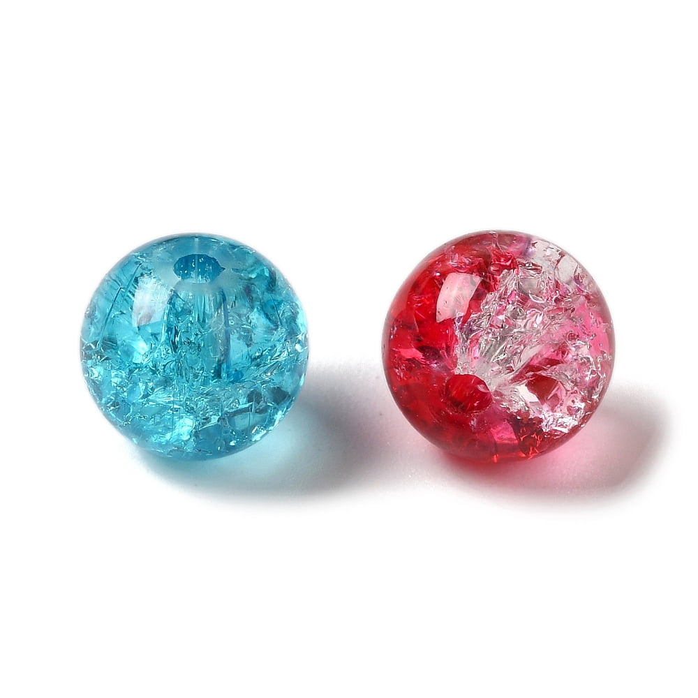 Spray Painted Crackle Glass Beads Round Mixed Color 8mm Hole: 1.3~1.6mm