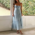 thumbnail image 2 of RYDCOT Vacation Dresses for Women 2025 Trendy Sleeveless Long Dress Spaghetti Strap Low Cut Dress Casual Backless Flowy Dress Summer Sundresses Clearance Light Blue, 2 of 8