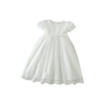 thumbnail image 5 of JYYYBF Newborn Infant Baby Girls Christening Baptism Dress Short Sleeve Floral Embroidered Princess Wedding Party Formal Dresses, 5 of 6