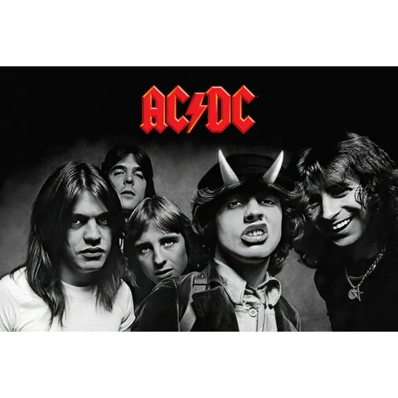 AC/DC - Music Poster (Highway To Hell - The Guys - Black & White) (Size: 36" x 24")