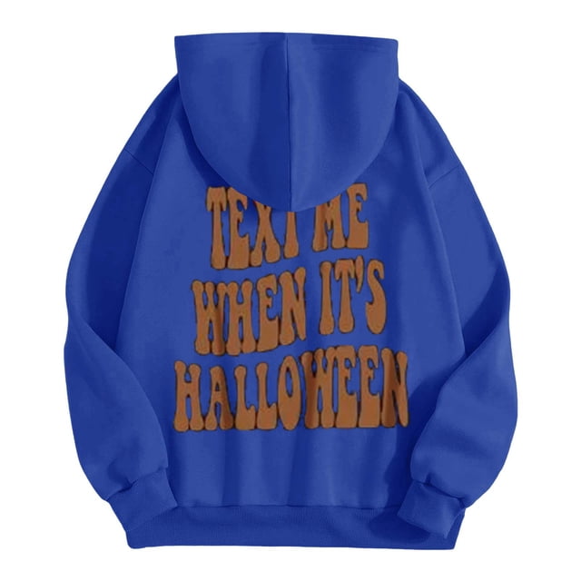 NMMUED Chandails à Capuchon Citrouille pour Femmes, Chandails d'Automne pour Femmes, Chandail d'Halloween pour Femmes, Hauts d'Automne pour Femmes, Hauts d'Halloween pour Femmes, Chandails Graphiques pour Femmes, Bleu 4TG