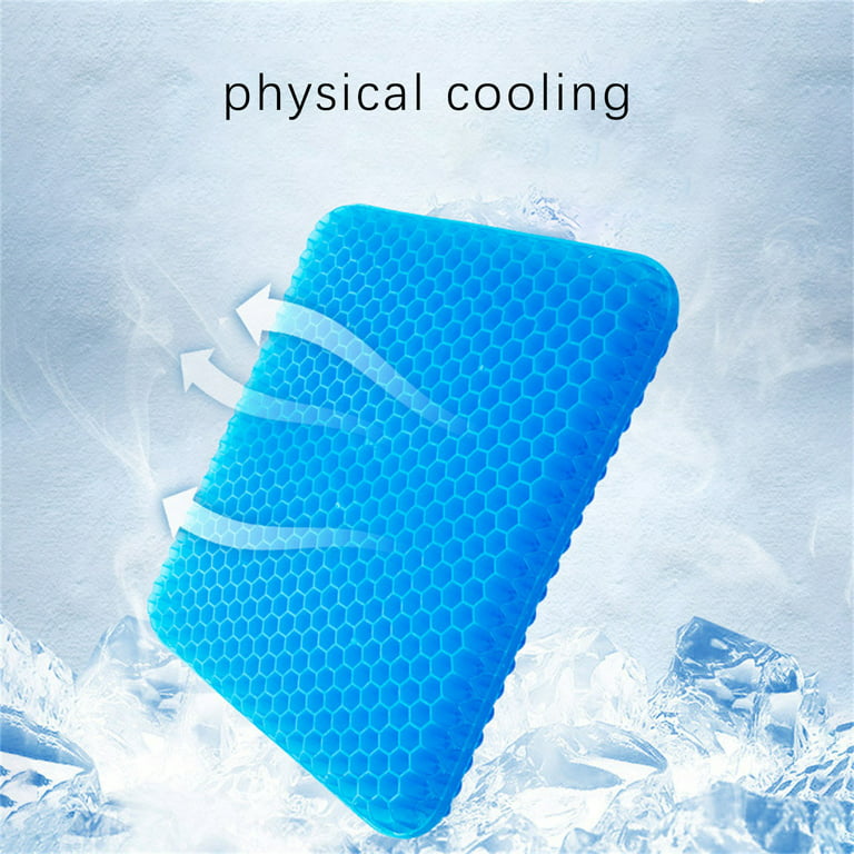 Gel Seat Cushion,Car Or Office Chair Seat Cushion,for Pressure Relief  Pain,with Non-Slip Cover,Thickened Double Honeycomb Breathable Design,Blue  