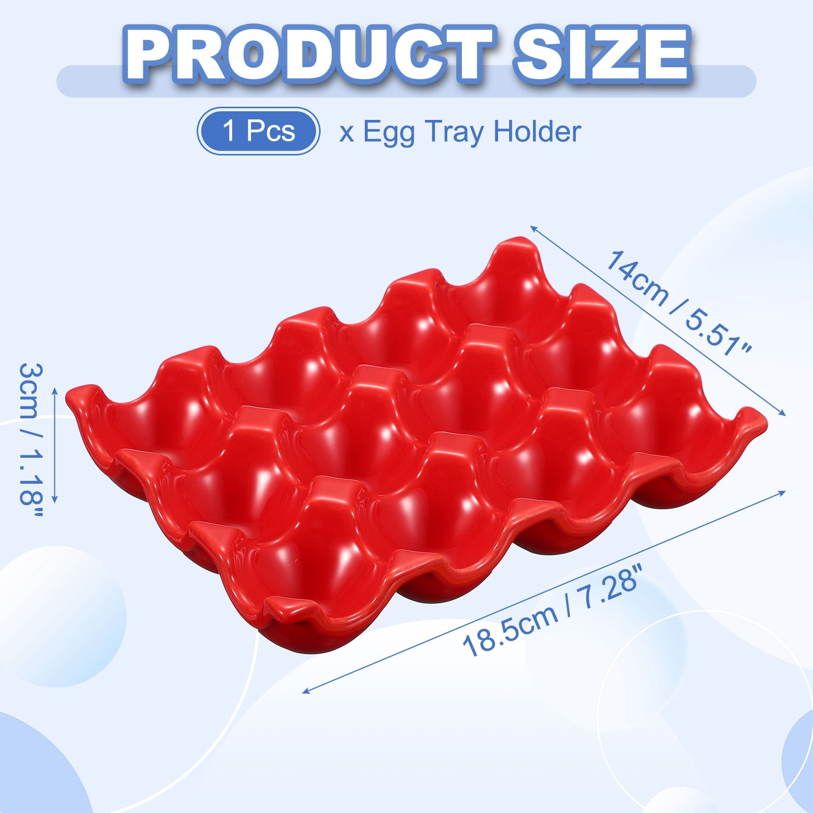 Uxcell Ceramic 12 Cups Egg Tray Holder, Porcelain Eggs Container for Home Countertop Kitchen Storage Refrigerator Fridge Decorative Serving Display, Red