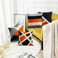 thumbnail image 3 of Set of 4 Throw Pillow Covers Modern Abstract Stripe Simple Geometric Acrylic Bold Decorative Pillow Cases Home Decor Square 18x18 Inches Pillowcases(Black Grey Orange), 3 of 6