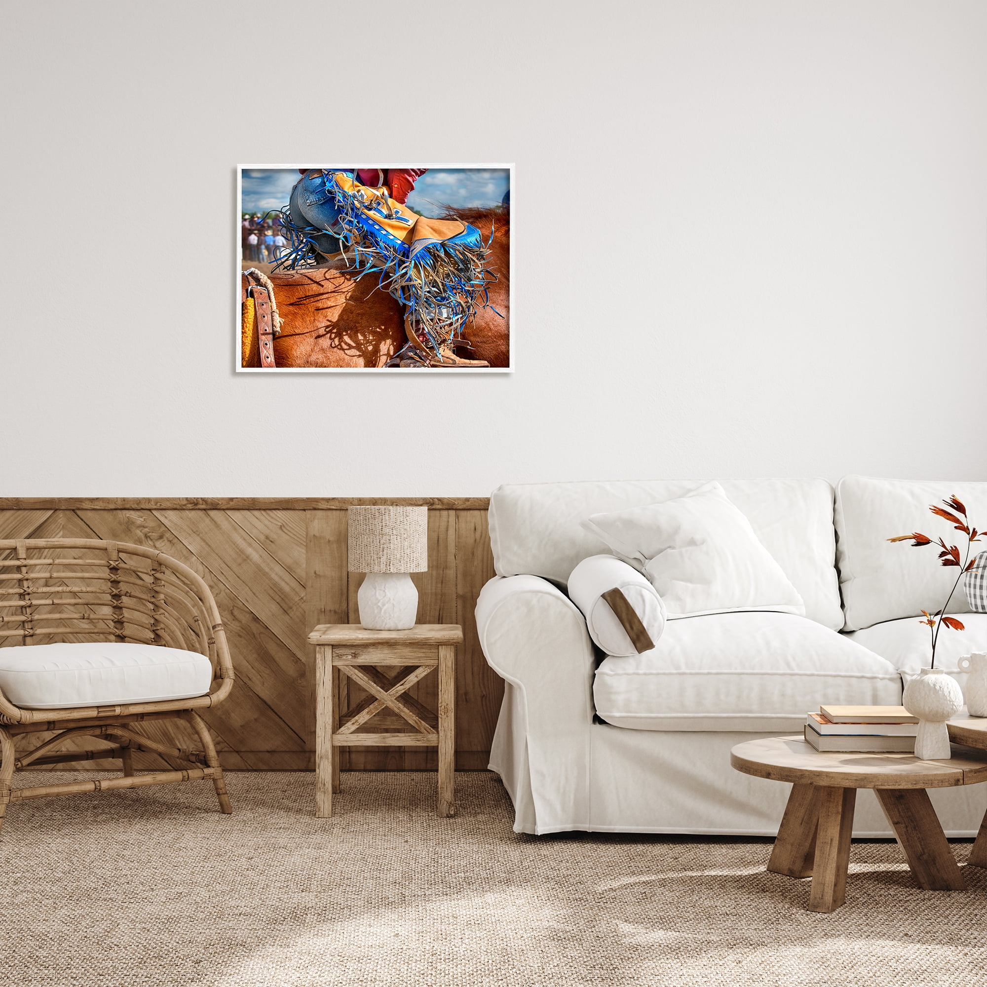 Stupell Industries Cowboy at Rodeo Photography Animals & Insects Photography White Framed Art Print Wall Art, 30 x 24