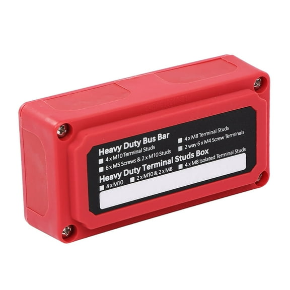 PIT66 12V Terminal Ground Power Distribution Junction Block Kit Heavy Duty Bus Bar Red
