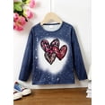 thumbnail image 3 of 3T Toddler Baby Girls Clothes Baby Girls Long Sleeve T-shirt Tops 3-4T Girls Heart Print Round Neckline T-shirt Tops Blue, 3 of 7