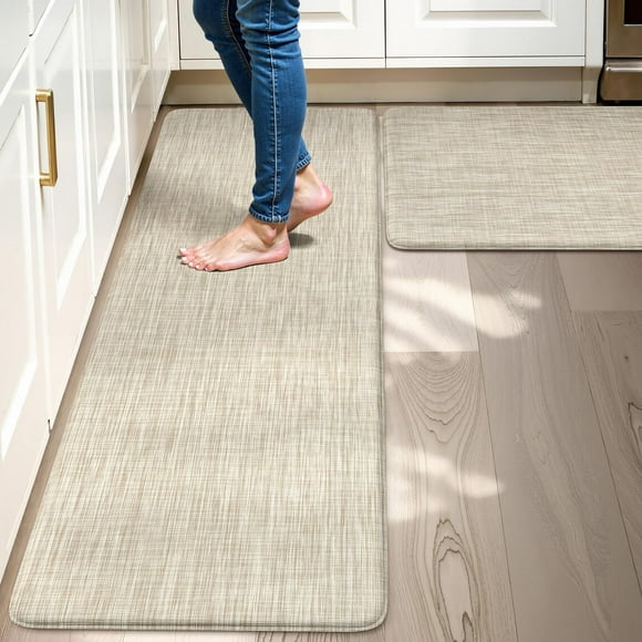Collive Kitchen Mats for Floor 2PCS, Cushioned Anti Fatigue Rugs Non Slip Waterproof Kitchen Sink Mat, Memory Foam Comfort Standing Mats for Desk, Office,