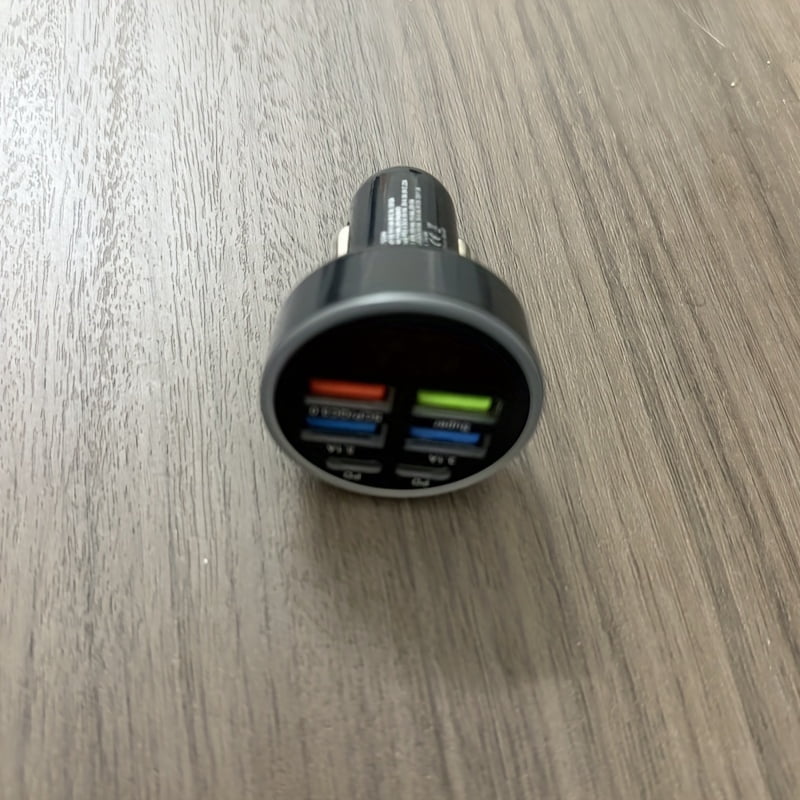 LEEYNEER Car Charger Fast Charging 2PD with 4 USB Digital Display Car Charger 6In 1 Mobile Phone Charger Head 7A Car Mobile Phone Adapter Car Accessories